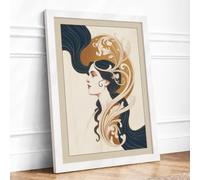 Gilded Elegance Art Deco Framed Wall Art Print A2 (59.4×42cm) White, Wall Decor for Living Room, Bedroom, Office & Home, Ready to Hang, Art Gift