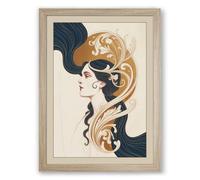 Gilded Elegance Art Deco Framed Wall Art Print A4 (29.7×21cm) Oak, Wall Decor for Living Room, Bedroom, Office & Home, Ready to Hang, Art Gift