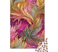 Gilded Feather Pattern 1000 Pieces Thickened Paper Jigsaw Puzzle Adults Relaxation Hobby Engaging Brain Teaser Easy Store 38x26cm/1000pcs