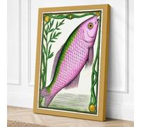 Gilded Fish in Green Canvas Wall Art Print 24x16 Inch (61 x 41 cm)