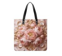 Gilded Floral Symphony Square PU Leather Tote Bag