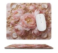 Gilded Floral Symphony Stitched Edge Mouse Pad