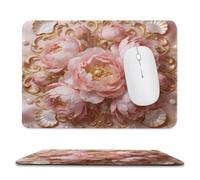 Gilded Floral Symphony Stitched Edge Mouse Pad