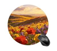 Gilded Flower Sea Mouse Pad Non-Slip Rubber Round Mousepad for Office Home Gaming Laptop Waterproof Travel Circle Mouse Pads for Computer Cute Mouse Mat for Women Men