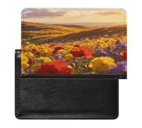 Gilded Flower Sea Passport Holder for Women Men Slim Travel Wallet Travel Document Organizer ID Card Protector Case Holders PU Leather Passport Cover Credit Card Holder