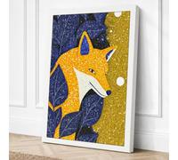 Gilded Fox Under Stars Canvas Wall Art Print 18x12 Inch (46 x 30 cm)