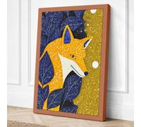 Gilded Fox Under Stars Canvas Wall Art Print 24x16 Inch