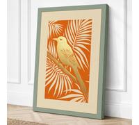 Gilded Garden Bird Art Deco Canvas Wall Art Print 18x12 Inch