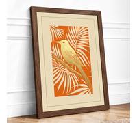 Gilded Garden Bird Art Deco Framed Wall Art Print A4 (29.7×21cm) Walnut, Wall Decor for Living Room, Bedroom, Office & Home, Ready to Hang, Art Gift