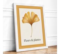 Gilded Ginkgo Leaf Botanical Framed Wall Art Print A4 (29.7×21cm) White, Wall Decor for Living Room, Bedroom, Office & Home, Ready to Hang, Art Gift