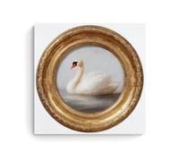 Gilded Gold Frame with A Swan Canvas Wall Art Poster Painting Aesthetic Picture for Living Room Farmhouse Decor 16x16inch(40x40cm) Unframe
