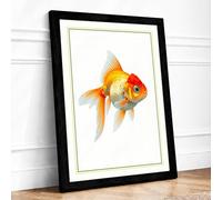 Gilded Goldfish Botanical Framed Wall Art Print A4 (29.7×21cm) Black, Wall Decor for Living Room, Bedroom, Office & Home, Ready to Hang, Art Gift