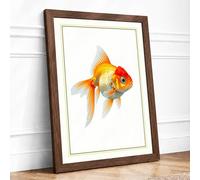 Gilded Goldfish Botanical Framed Wall Art Print A4 (29.7×21cm) Walnut, Wall Decor for Living Room, Bedroom, Office & Home, Ready to Hang, Art Gift