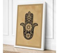 Gilded Hamsa Hand Vintage Canvas Wall Art Print 30x20 Inch | White