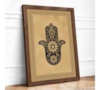 Gilded Hamsa Hand Vintage Framed Wall Art Print A3 (42×29.7cm) Walnut, Wall Decor for Living Room, Bedroom, Office & Home, Ready to Hang, Art Gift