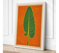 Gilded Leaf Botanical Canvas Wall Art Print 18x12 Inch