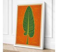 Gilded Leaf Botanical Canvas Wall Art Print 18x12 Inch