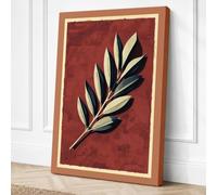 Gilded Leaf Botanical Canvas Wall Art Print 24x16 Inch