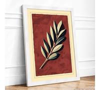 Gilded Leaf Botanical Framed Wall Art Print A1 (84.1×59.4cm) White, Wall Decor for Living Room, Bedroom, Office & Home, Ready to Hang, Art Gift