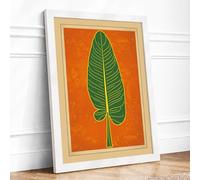 Gilded Leaf Botanical Framed Wall Art Print A3 (42×29.7cm) White, Wall Decor for Living Room, Bedroom, Office & Home, Ready to Hang, Art Gift