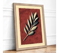 Gilded Leaf Botanical Framed Wall Art Print A4 (29.7×21cm) Oak, Wall Decor for Living Room, Bedroom, Office & Home, Ready to Hang, Art Gift