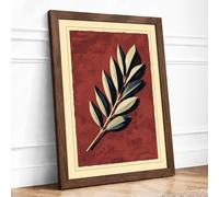 Gilded Leaf Botanical Framed Wall Art Print A4 (29.7×21cm) Walnut, Wall Decor for Living Room, Bedroom, Office & Home, Ready to Hang, Art Gift