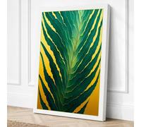 Gilded Leaf Form Botanical Canvas Wall Art Print 18x12 Inch