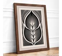 Gilded Leaf Form Botanical Framed Wall Art Print A3 (42×29.7cm) Walnut, Wall Decor for Living Room, Bedroom, Office & Home, Ready to Hang, Art Gift