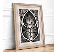 Gilded Leaf Form Botanical Framed Wall Art Print A4 (29.7×21cm) Oak, Wall Decor for Living Room, Bedroom, Office & Home, Ready to Hang, Art Gift