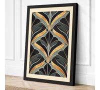 Gilded Leaf Pattern Art Deco Canvas Wall Art Print 36x24 Inch (91 x 61 cm)