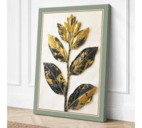 Gilded Leaf Study Botanical Canvas Wall Art Print 18x12 Inch (46 x 30 cm)