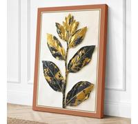 Gilded Leaf Study Botanical Canvas Wall Art Print 18x12 Inch (46 x 30 cm)