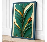 Gilded Leaf Study Botanical Canvas Wall Art Print 36x24 Inch