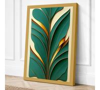 Gilded Leaf Study Botanical Canvas Wall Art Print 36x24 Inch (91 x 61 cm)