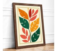 Gilded Leaf Study Botanical Framed Wall Art Print A4 (29.7×21cm) Walnut, Wall Decor for Living Room, Bedroom, Office & Home, Ready to Hang, Art Gift