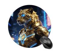 Gilded Leopard Luxe Round Rubber Mouse Pad 7.8 Inch Stable Non Slip Circular Computer Mat Portable Resistant Desk Mat for Office Laptop Desktop Professional Daily Working Scenes