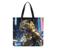 Gilded Leopard Luxe Square PU Leather Tote Bag