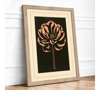 Gilded Lotus Botanical Framed Wall Art Print A1 Oak Frame