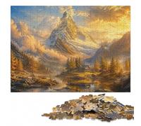 Gilded Matterhorn Majesty Wooden Jigsaw Puzzle 1000 Pieces, Indoor Activity | Adult Puzzle - adult home pastime at your own pace.