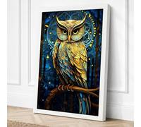 Gilded Owl in Twilight Canvas Wall Art Print 36x24 Inch (91 x 61 cm)