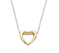 Gilded Silver Love Heart Halo Charm Necklace 16 + 2 inch - GVK217GOLD Jewelco London Gold One Size