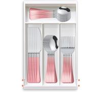 Gilded Silverware Set, 24 Piece Cutlery Set with Holder, Service for 6, Mirror Polished Tableware Set for Home Kitchen (Pink Silver)