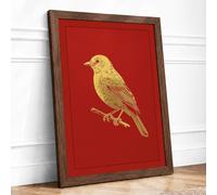 Gilded Songbird Art Deco Framed Wall Art Print A2 (59.4×42cm) Walnut, Wall Decor for Living Room, Bedroom, Office & Home, Ready to Hang, Art Gift