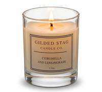 Gilded Stag Citronella and Lemongrass Candle, 30 Hour Burn 20cl. Outdoor & Indoor Natural Bug Mosquito Midge Fly Repellent Candle for Garden Patio Home, Long Lasting Scented Insect Deterrent