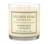 Gilded Stag Scented Candle - Passion Fruit & Mango - Large 2 Wick Soy Wax Candle - Luxury Home Décor Fragrance & Gifts for Women - 50 Hours Burn, 50cl Glass Jar
