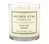 Gilded Stag Scented Candle - Pear & Freesia - Large 2 Wick Soy Wax Candle - Luxury Home Décor Fragrance & Gifts for Women - 50 Hours Burn, 50 lass Jar