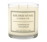 Gilded Stag Scented Candles Lemongrass & Ginger - Large 2 Wick Soy Wax Candle - Luxury Home Décor Fragrance & Gifts for Women - 50 Hours Burn, 50cl Glass Jar