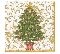 Gilded Tree Ivory/Gold Caspari Paper Table Napkins 33 cm Square 3 ply Lunch Napkins