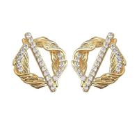Gilded Twisted Diamond Geometric Earrings Light Luxury Retro Creative Niche Distinctive Round Earrings