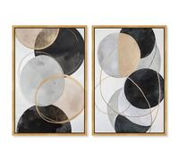 Gilded Urban Orbits 2 Panel Set Canvas Print Boho Wall Art by Art Remedy, Gold Frame, 16 x 24